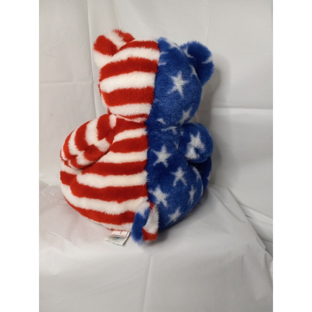 Vintage FIESTA Plush 9.5 Sitting Flag Bear 4th of July Stars Stripes Patriotic - Picture 4 of 8
